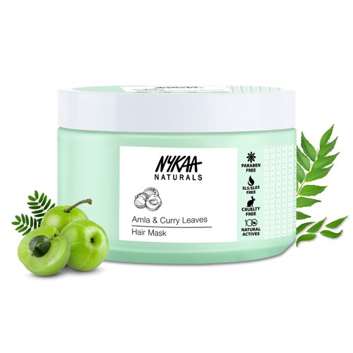 Nykaa Naturals Hair Mask - Boosts Blood Circulation - Combats Hair Loss and Thinning - Clarifies Your Scalp of Dead Cells, Suitable for All Hair Types - Amla and Curry Leaves - 6.76 oz
