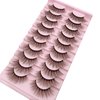 Brown Lashes Fluffy False Eyelashes LIght Brown Lash MUQIU37 Cat Eye Faux 3D Mink Lashes Wispy Long Fake Eyelashes Volume Cross Strips Eyelash Extension 10 Pairs (MQ606)