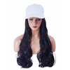 NJJYXH White Hat Wig for Women Long Wavy Baseball Cap Wig with Curly Hair Extensions Synthetic Black Wig Adjustable Baseball Hat