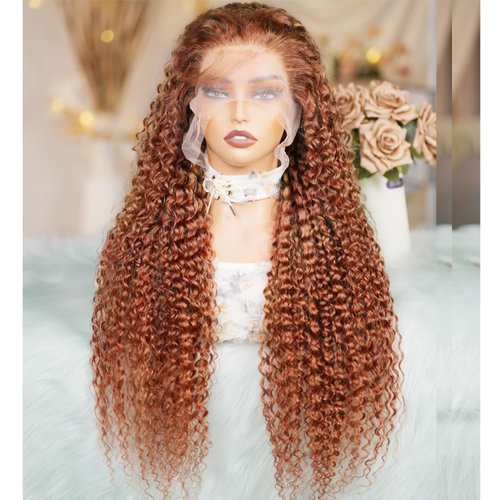 TopSilky 13X6 Reddish Brown Lace Front Wigs Human Hair Auburn Brown Kinky Curly Lace Front Human Hair Wig Pre Plucked with Baby Hair 180% Density HD Lace Frontal Wigs Human Hair 22 Inch