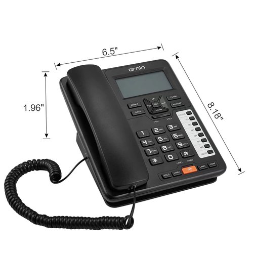 Ornin 2-Line Corded Telephone Systems for small business and house, Desk phone Only (Black)