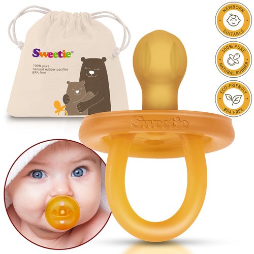 SWEETIE Rubber Pacifier Natural Rubber Pacifier Rounded 1 Count Original Natural Rubber Pacifier (6-12 Month / Medium)