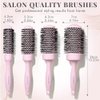 Lily England Round Hair Brush Set for Women, 4 Piece Professional Round Brushes for Styling - Attractive Blowout Round Barrel Hairbrushes for Blow Drying (Pink Edition)