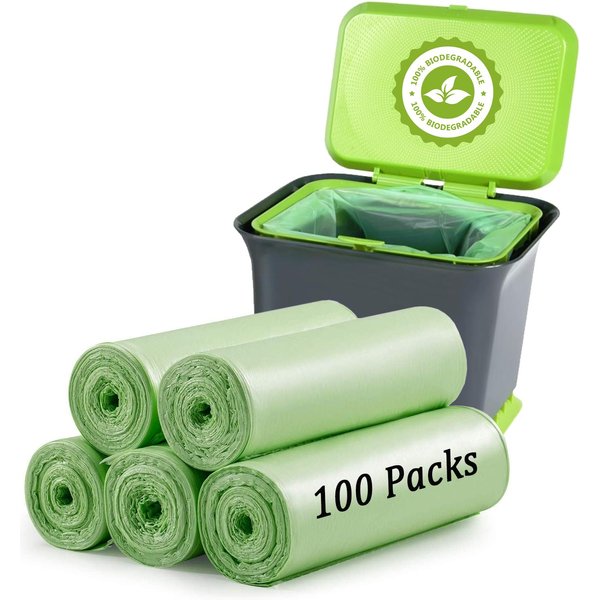 Samll Trash Bags 4 Gallon 丨 100 Count 4 Gallon Trash Bag for 4-6 Gallon Trash Can Liners丨 Small Garbage Bags for Office Bedroom Bathroom Kitchen Household