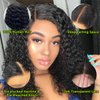 Deep Wave Lace Front Wigs Human Hair Pre Plucked with Baby Hair 13X4 Short Curly Bob Wig Human Hair 13x4 Transparent Lace Frontal Curly Wigs for Black Women Glueless Wigs (12 Inch)