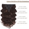 Clip In Hair Extensions Real Human Hair Black Girl Dark Brown Wavy Clip In Hair Extension for Black Women Hair Clip Ins for White Women and Girls Seamless Real Hair Extensions 16 Inch