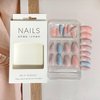 Press on Nails Short Ballerina Fake Nails Glossy False Nails With Marble Texture Designs Full Cover Stick on Nails Reusable Acrylic Coffin Artificial Nails Glue on Nails for Women 24Pcs