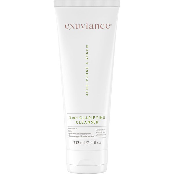 EXUVIANCE 3-in-1 Clarifying Anti-Aging Cleanser for Acne-Prone Skin with Salicylic Acid, Soap-Free Makeup Remover and Oil Control Face Wash, Exfoliates, Soothes & Improves Skin Texture, 7.2 fl. oz
