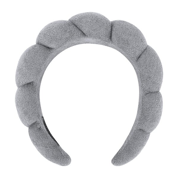 Araluky Women Spa Headband for Washing Face Makeup Headband Puffy Sponge Headbands Skincare Headbands for Women Girls Terry Cloth Headband for Skincare Makeup Removal Shower Hair Accessories (Grey)