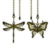 Dotlite Bronze Ceiling Fan Pull Chain Extender,Dragonfly and Butterfly Decorative Fan Chain Pendant Extension,12in 3mm Beaded Fan String Chain Ornaments with Connector for Fan Lamp,2Pack