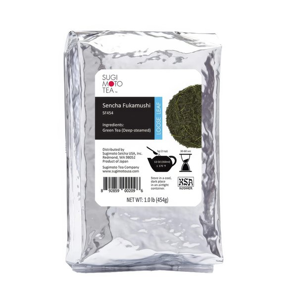 SUGIMOTO TEA Japanese Green Tea Leaf Bulk 1.0 lb (454 g) Pack of 1, Traditional Deep Steamed Fukamushi Sencha Teas Made in Shizuoka Japan