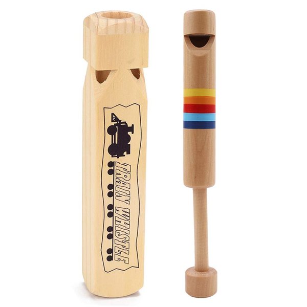 Tovip 2Pcs Wood Train Whistles Toy Cultivate Hands-on and Thinking Skills Creativity Locomotive Sound for Music Instrument Gifts Wood Musical Instrument Educational Toys