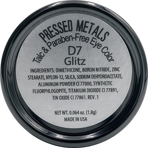 Pure Ziva Bright Cool Silver Grey Glitz Shimmering Metallic Pressed Powder Single Vegan Eyeshadow; Talc, Paraben & Cruelty Free