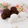 Ondder 2Pcs Bear Ears Headband, Coffee & White, Soft Spa Hair Band for Washing Face, Facial Skincare, Makeup, Yoga, Exercise, Party, Women