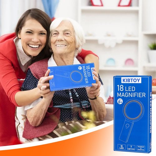 30X 40X Magnifying Glass with Light and Stand, Foldable Handheld Magnifying Glass 18 LED Illuminated Lighted Magnifier for Macular Degeneration, Seniors Reading, Close Work, Coins, Jewelry (Black)