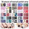 660 Pieces 30 Sheets Toe Nail Polish Strips Nail Stickers Full Nail Wraps Self Adhesive Nail Art Stickers Nail Strips for Women Girl Nail Accessories with Nail File