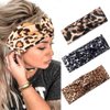 Fashband Boho Criss Cross Headbands Leopard Print Head Wraps Elastic Stretchy Hair Bands Yoga Outdoor Headwear Running Workout Headwear Head Scarfs Turban for Women Girls Pack of 3