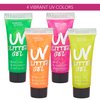 UV Glitter Body Paint Gel - 4 Colors Cosmetic Set for Girls, Women, Adults - 10 ml Tubes with Glowing Effect - Perfect for Dress Up, Festival, Costume Party, Halloween - by Splashes and Spills
