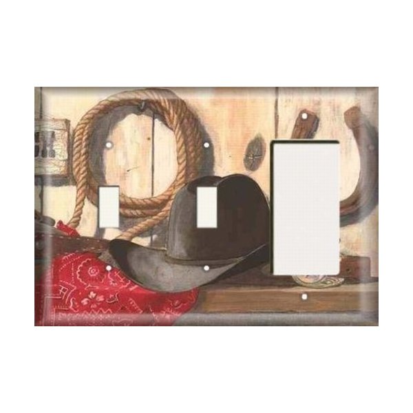 Two Switch/One Rocker Plate - Cowboy Hat 'n' Horseshoe