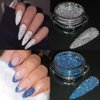 Reflective Glitter Powder Set, 8 Colors Sparkle Diamond Nail Glitter Dust, Silver Pink Purple Green Loose Glitter for Nails, Shiny Sugar Nail Powder Dipping Pigment, Nail Supplies