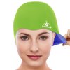 Water Gear Jazz Silicone Swim Cap - Flexible Unisex - Great for Short and Long Hair - Improve Your Performance (Lime/Blue, One Size)