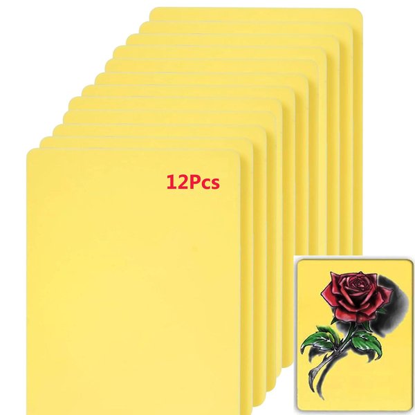 Tattoo Fake Skin - Tattoo Practice Skins 12Pcs Double Sides Fake Skin for Tattoo Supplies Tattoo Kit for Beginners and Experienced Tattoo Artists 6"x8"（0.1CM Thick） PATY4-12