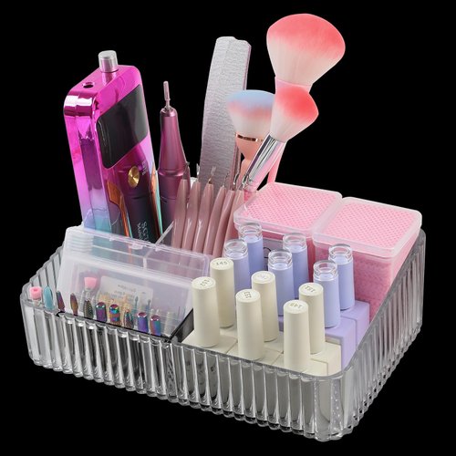 heemeei Nail Drill Machine & Bits Storage Box, 10 Holes Transparent Acrylic Drill Bit Holder, Plastic Nail Drill Tool Displayer Holder Case for Nails, Professional Nail Drill Grinding Bit Organizer