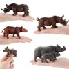 6 PCS Rhinoceros Wild Animal Model Figures Dicerorhinus Sumatrensis Figurines Family Party Favors Supplies Cake Toppers Decoration Set Toys for 5 6 7 8 Years Old Boys Girls Kid Toddlers