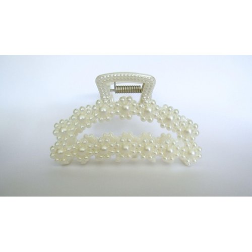 Generic Rounded flower faux pearl acrylic hair claw clip