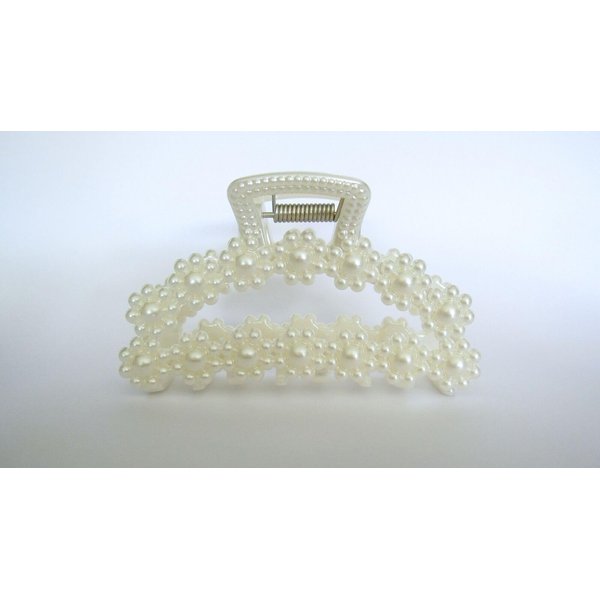 Generic Rounded flower faux pearl acrylic hair claw clip