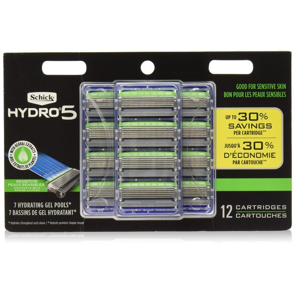 Schick Hydro 5 Mens Sensitive Razor Blade Refills 12 Count - Unboxed