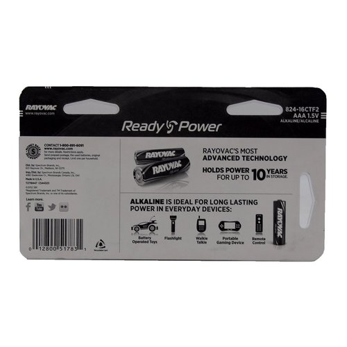Rayovac 824-16ltj Aaa Alkaline Batteries [16 Pk]