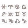 WOKOTO 24Pcs Silver Zodiac Nail Charms Rhinestones For Nails Zodiac Charms For Jewelry Making Nail Art 3d Nail Zodiac Charms For Women Girls Silver Nail Charms Nail Gems Diamonds For Acrylic Nails