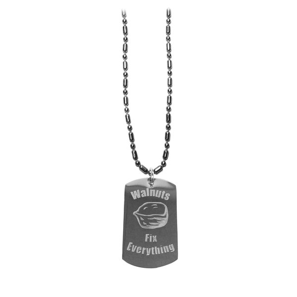 Hat Shark Walnuts Fix Everything - Luggage Metal Chain Necklace Military Dog Tag