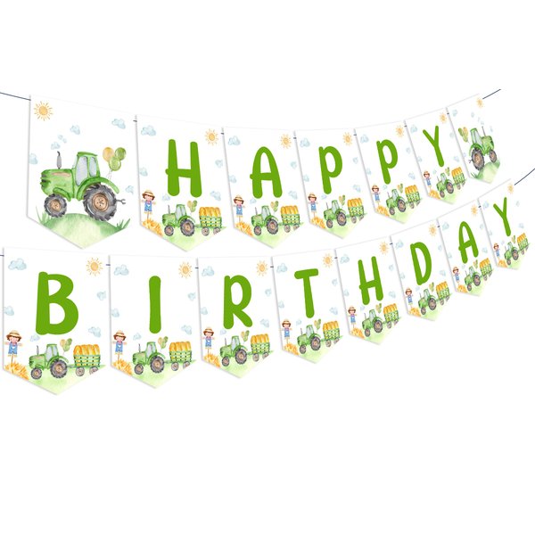 Sursurprise Tractor Birthday Decorations, Tractor Happy Birthday Banner, Farm Green Tractor Birthday Party Supplies