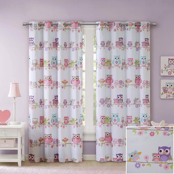 Mi Zone Kids Wise Wendy Blackout Curtain For Bedroom, Casual Grommet Red Window Curtain For Living Room Family Room For Kids, Novelty Valance Black Out, Single Panel, 50x63",Pink