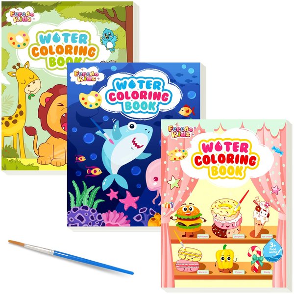 Paint with Water Books for Toddlers: 3 Pack Mess Free Watercolor Painting Paper for Kids Ages 3 4 5 6 7 8, Art Craft Gift for Girls Boys Birthday Holiday Toy Gift Travel Activities Stocking Stuffers