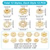 PH PandaHall 144pcs 24K Gold Plated Flower Bead Caps, 12 Styles Brass End Caps Golden Spacer Beads Caps 4~6mm Hollow Jewelry Spacer Caps for DIY Craft Earrings Bracelets Necklaces Jewelry Crafts