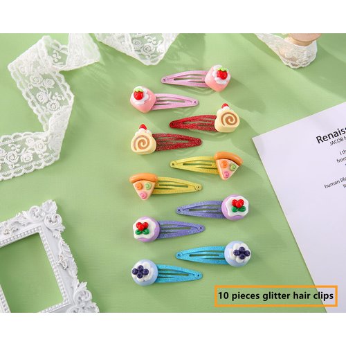 AACKS Pizza Cakes Hair Accessories Food Side Hair Clips for Styling Salon Simulation Cakes Pattern Fun Hair Barrettes Cartoon Hairpins Hair Accessories for Women Girls