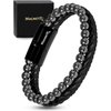 MagnetRX® Hematite & Leather Magnetic Bracelet - MAX Strength Natural Stones - Beaded Magnetic Hematite Bracelets (Medium)