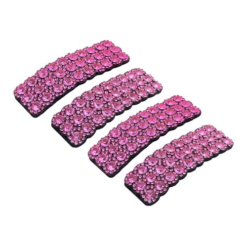 4PCS Rhinestones Snap Hair Clips for Women Girls Rectangular Hairpins Korean Barrettes Hair Accessories Pink