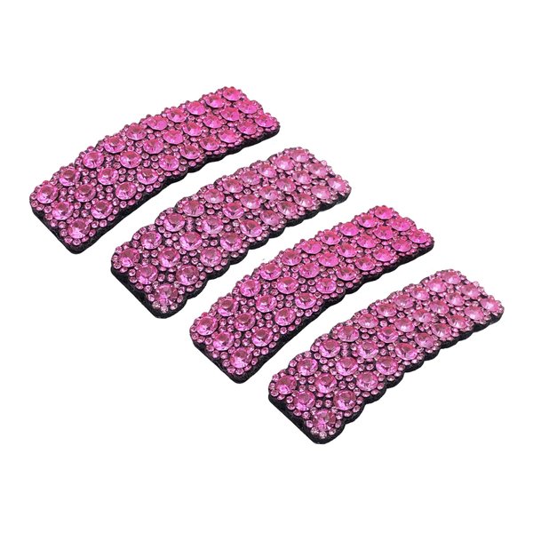 4PCS Rhinestones Snap Hair Clips for Women Girls Rectangular Hairpins Korean Barrettes Hair Accessories Pink