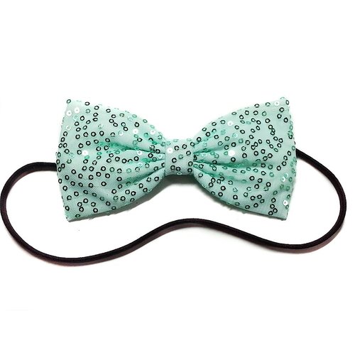 Pastel Mint Sparkle Foil Sequin Hair Bow-girly, Kawaii, Pastel-for Girls, for Teens, for Women (Headband)