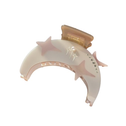 Star Moon Hair Clip,Acetate Claw Clips,Hair Clips for Women,White