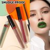 BADCOLOR 3 Colors Matte Liquid Lipstick Set, Green Brown Burgandy Dark Red Halloween Lip Makeup, Highly Pigmented Long Lasting Lip Stain, Smudge Proof Waterproof Velvet Nonstick Cup Lip Gloss Set