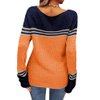 Danedvi Women Autumn Winter Colorblock Pullover Sweaters Round Neck Striped Slim Fitting Knitwear Tops Orange