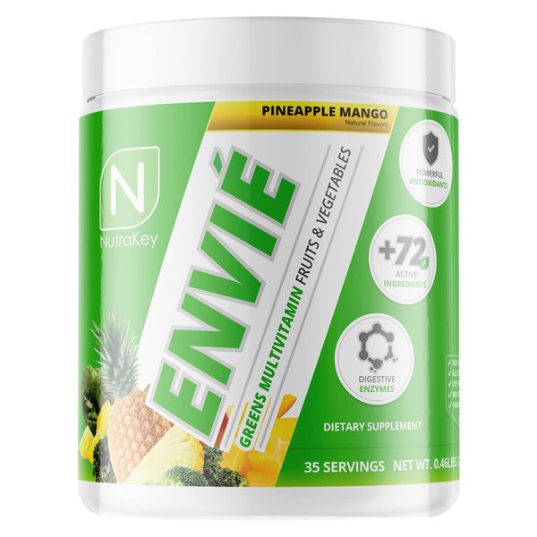 NutraKey Envie Multivitamin Powder, Keto MultiVitamin for Men and Women, Fruits, Greens, Antioxidants, Digestive Enzymes, Amino Acids, Vitamin B Organic Powder (Pineapple, 210g)
