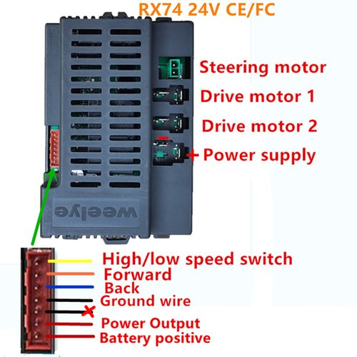 Weelye RX74 24V CE FC Control Box Receiver 2.4G Bluetooth,RX30 24V Mainboard Accessories Children Electric Ride On Car Replacement Parts