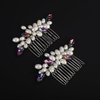 Rumtock 2pcs Laser Rhinestones Beads Hair Comb Set Wedding Bridal Silver Hair Piece Women Handmade Jewelry (Laser)