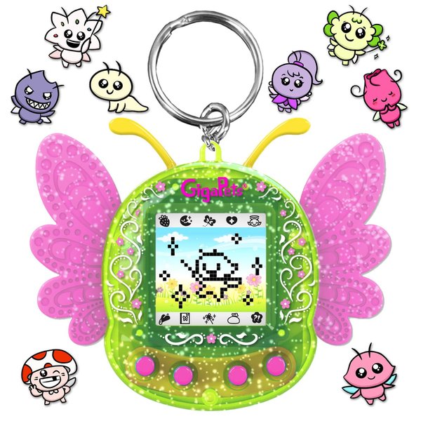 Giga Pets Pixie Virtual Pet Electronic Toy (Green), Upgraded Nostalgic 90s Toy, 8 Different Pixie Evolutions, Collect Elements, Cast Spells, Craft Potions, for Kids of All Ages